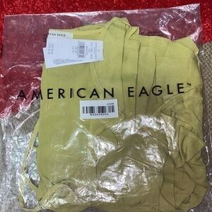 NWT - AE Long-Sleeve Tie-Front Blouse (Lime Green / XS)